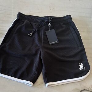Psycho Bunny kids black and White Athletic Shorts